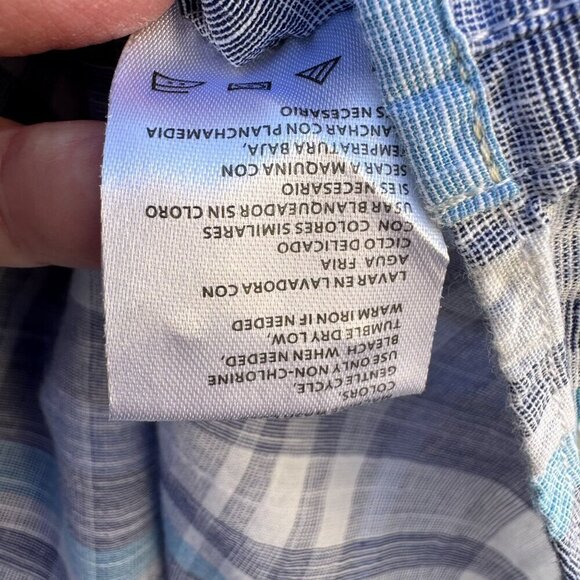 Weatherproof Vintage Mens Blue Plaid Button Collar Short Sleeve Casual Shirt M - Picture 10 of 11